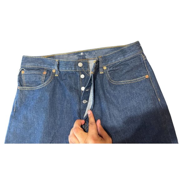 Levis Jeans Mens 36x30 (Actual 36x28) Blue Denim 501 Straight Leg Button Fly |O1 - Picture 3 of 8